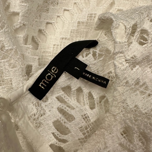 Maje Rosalba Ivory Chevron Lace Mini Dress - Little White Dress - multiple sizes - Picture 7 of 8